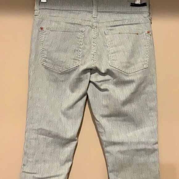 Anthro Pilcro letterpress striped Skinny Railroad blue white Jean denim 25 - Picture 8 of 16